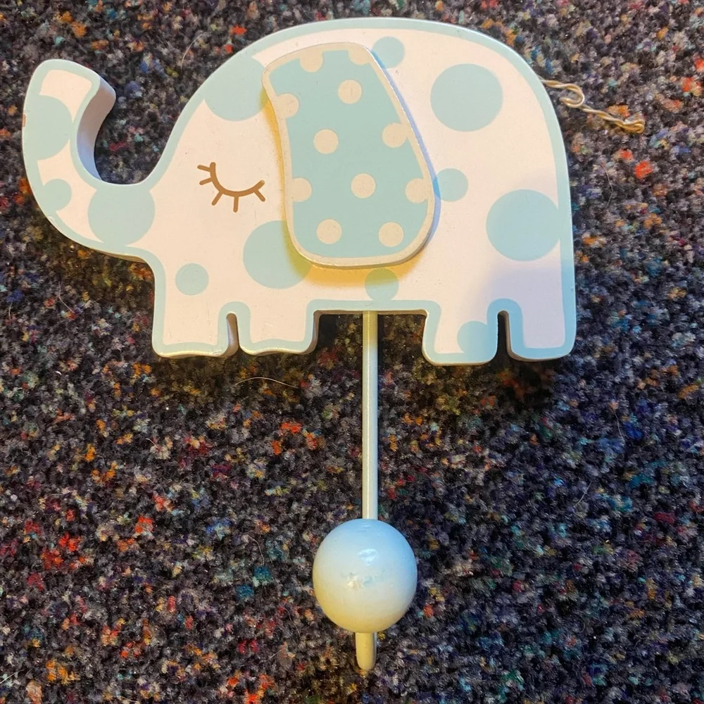 Hobby Lobby Blue And White Polka Dot 3D Elephant Nursery Clothes Hanger